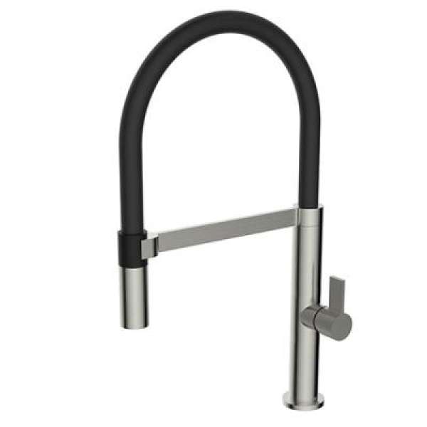 Caressi CA1112I Eco Küchenarmatur Edelstahl mit Flex-Auslauf schwarz Hochdruck