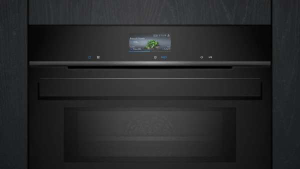 Siemens CM976GMB1 iQ700 Einbau-Kompaktbackofen mit Mikrowellenfunktion 60 x 45 cm Schwarz