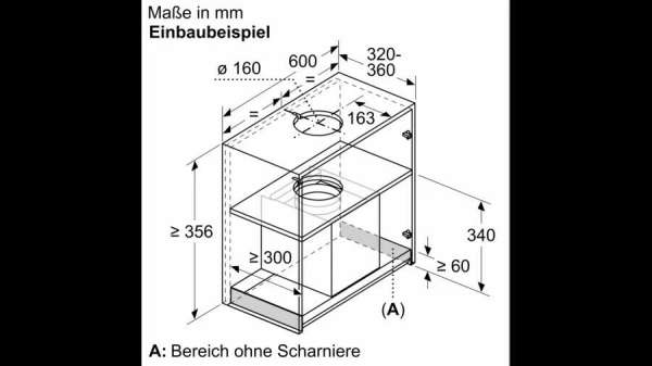 Neff D65XAM2S0 Integrierte Designhaube 60 cm Klarglas schwarz bedruckt