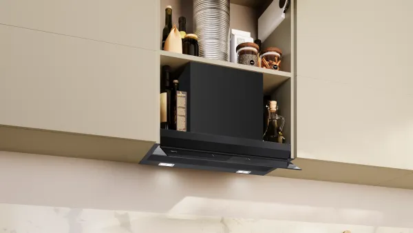 NEFF D67XDP2S0 N 70 Integrierte Designhaube 60 cm Klarglas schwarz bedruckt, Mattschwarz