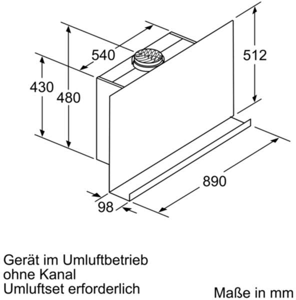 NEFF D95FRM1S0 N 70 Wandesse 90 cm Klarglas schwarz bedruckt