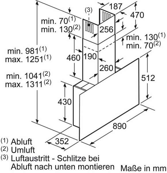 NEFF D95FRM1S0 N 70 Wandesse 90 cm Klarglas schwarz bedruckt