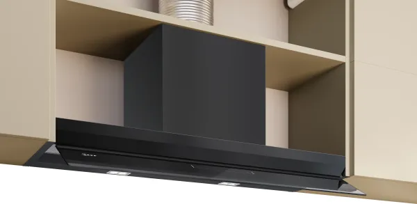 NEFF D97XDP2S0 N 70 Integrierte Designhaube 90 cm Klarglas schwarz bedruckt, Mattschwarz