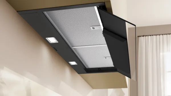 NEFF D97XDP2S0 N 70 Integrierte Designhaube 90 cm Klarglas schwarz bedruckt, Mattschwarz