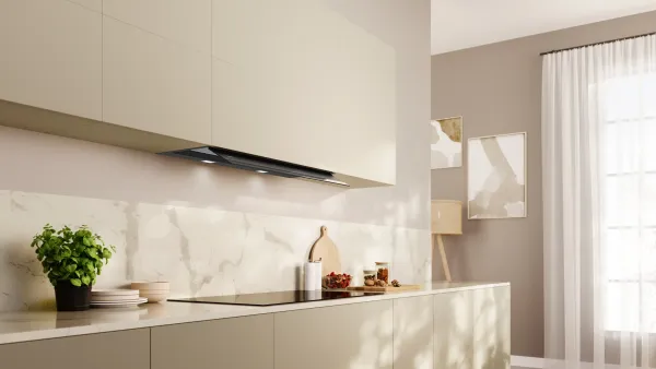 NEFF D97XDP2S0 N 70 Integrierte Designhaube 90 cm Klarglas schwarz bedruckt, Mattschwarz