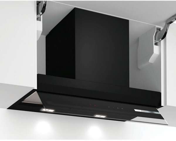 BOSCH DBB67AM60 Serie 6 Integrierte Designhaube 60 cm Klarglas schwarz bedruckt, Schwarz