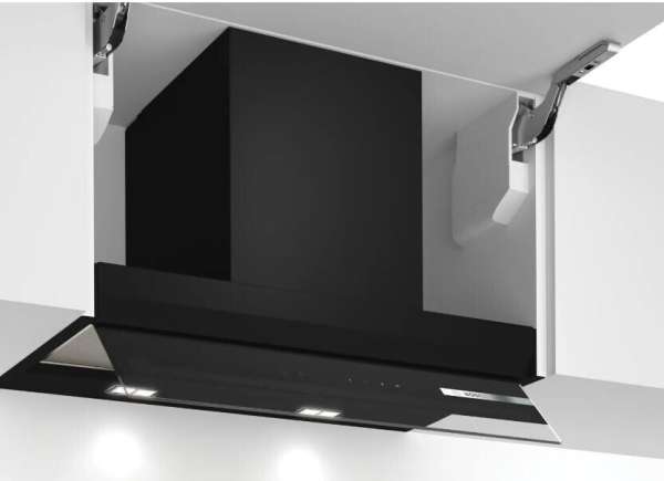 BOSCH DBB67AM60 Serie 6 Integrierte Designhaube 60 cm Klarglas schwarz bedruckt, Schwarz