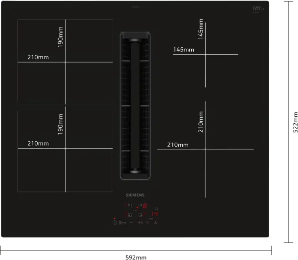 Siemens ED611BS16E iQ300 Kochfeld mit Dunstabzug (Induktion) 60 cm Rahmenlos aufliegend