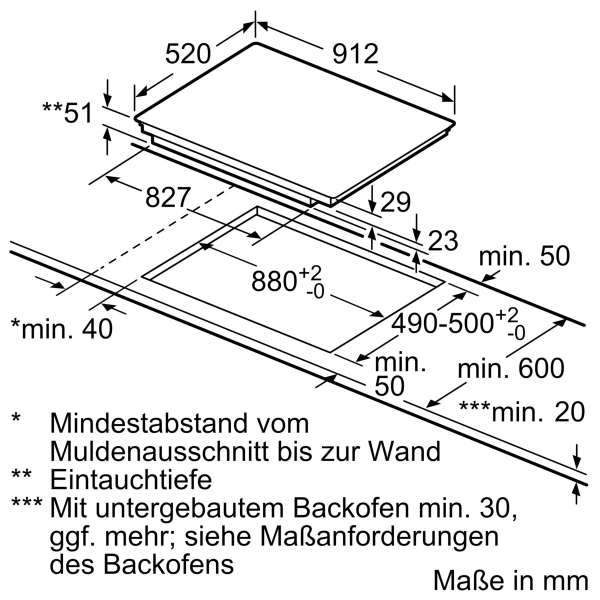 Siemens EH975MK11E Einbau Induktionskochfeld