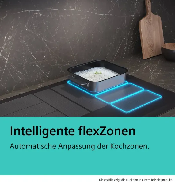 Siemens EX87BNX68E iQ700 Kochfeld mit Dunstabzug (Induktion) 80 cm Mattschwarz, Mit Rahmen aufliegend