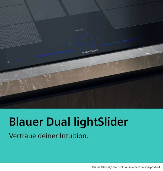 Siemens EX87BNX68E iQ700 Kochfeld mit Dunstabzug (Induktion) 80 cm Mattschwarz, Mit Rahmen aufliegend