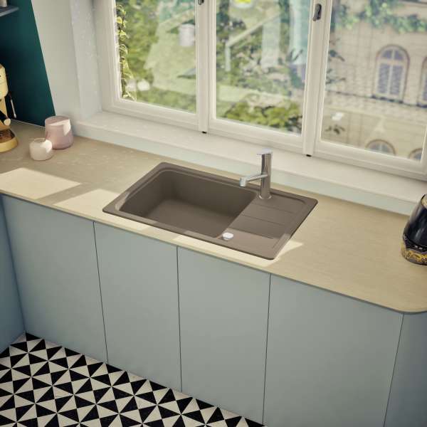 SCHOCK FOMD100LSAGAS Formhaus D-100LS Asphalt  Unterschrank 60 cm Einbauspüle aufliegend CRISTALITE®