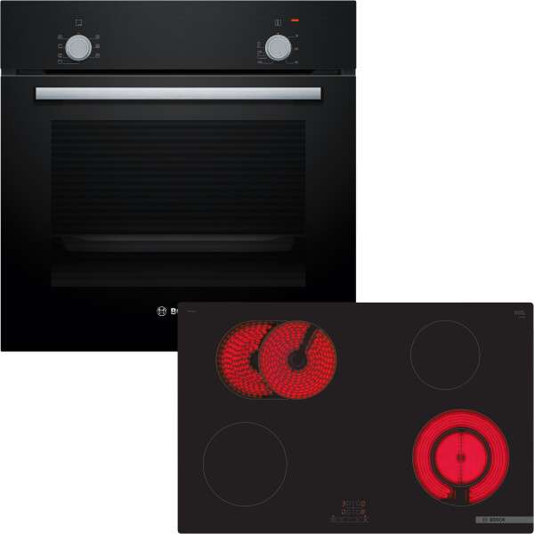 Bosch HBD211FB85 (HBF010BA0+PKN811BA2E) Backofenset 5Heizarten Elektrokochfeld 80cm Rahmenlos TouchSelect