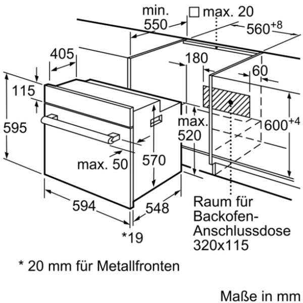 BOSCH HEF113BS1 Serie 2, Einbau-Herd, 60 x 60 cm, Edelstahl