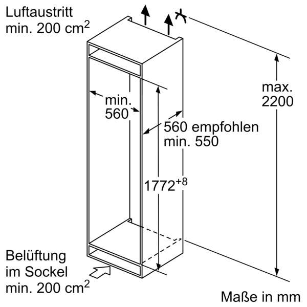 Neff KI2822FF0 N50, Einbau Kühlschrank mit Gefrierfach, EEK: F