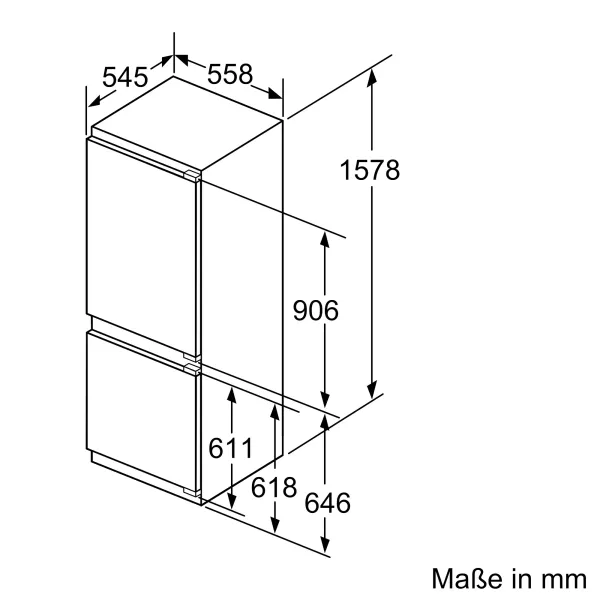 Siemens KI77SADE0 iQ500, Einbau-Kühl-Gefrier-Kombination mit Gefrierbereich unten, 157.8 x 55.8 cm, Flachscharnier mit Softeinzug