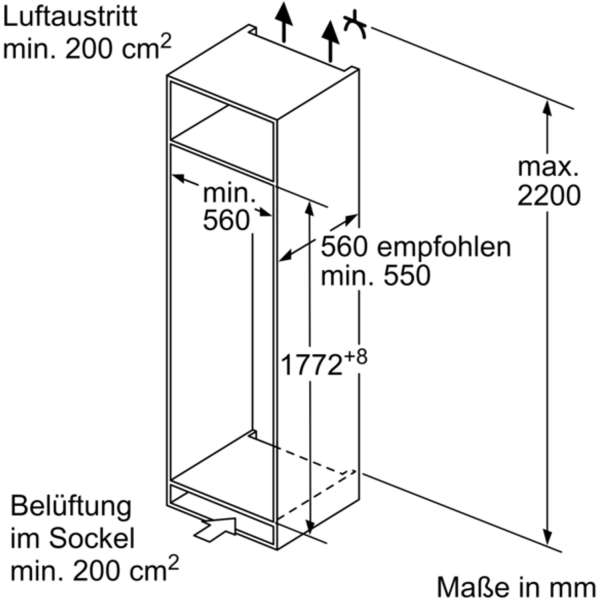 Siemens KI81RSNE0 iQ100 Einbau-Kühlschrank 177.2 x 54.1 cm Schleppscharnier