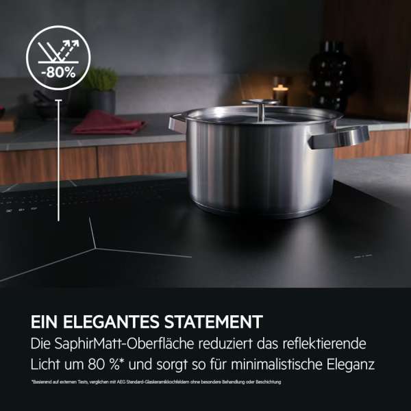 AEG KIB6845IS Flex, SaphirMatt®, Induktionskochfeld, Hob²Hood, 80 cm