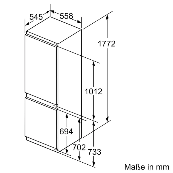 BOSCH KIF84SDE0 Serie 8, Einbau-Kühl-Gefrier-Kombination mit Gefrierbereich unten, 177.2 x 55.8 cm, Flachscharnier mit Softeinzug