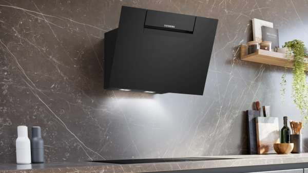 Siemens LC67JFN60 iQ300, Umluft-Wandhaube, 60 cm, Klarglas schwarz bedruckt, Schwarz