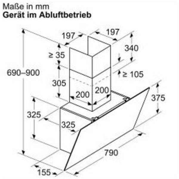 Siemens LC85KDK60 Wandesse 80 cm Klarglas schwarz bedruckt