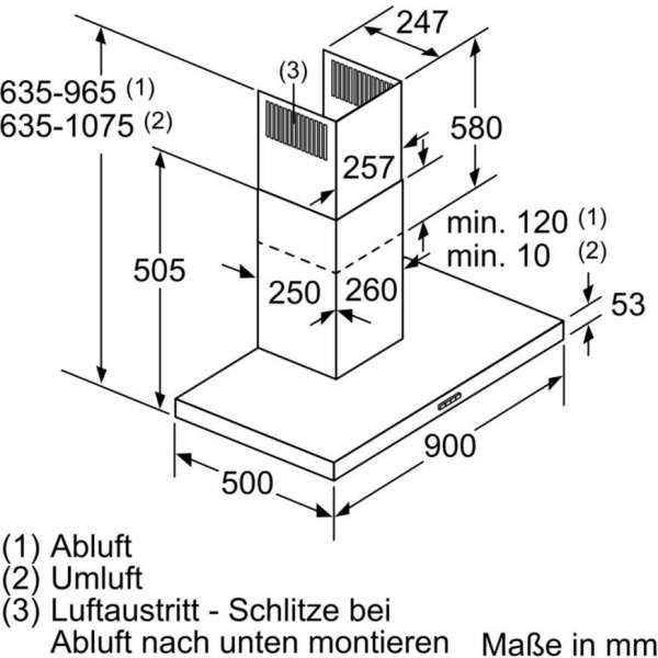 Siemens LC97BHM50 iQ300, Wandesse, 90 cm, Edelstahl