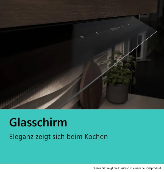 Siemens LJ97BDP60 iQ500 Integrierte Designhaube 90 cm Klarglas schwarz bedruckt, Mattschwarz