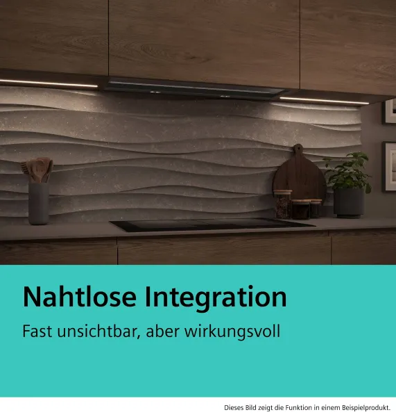 Siemens LJ97BDP60 iQ500 Integrierte Designhaube 90 cm Klarglas schwarz bedruckt, Mattschwarz