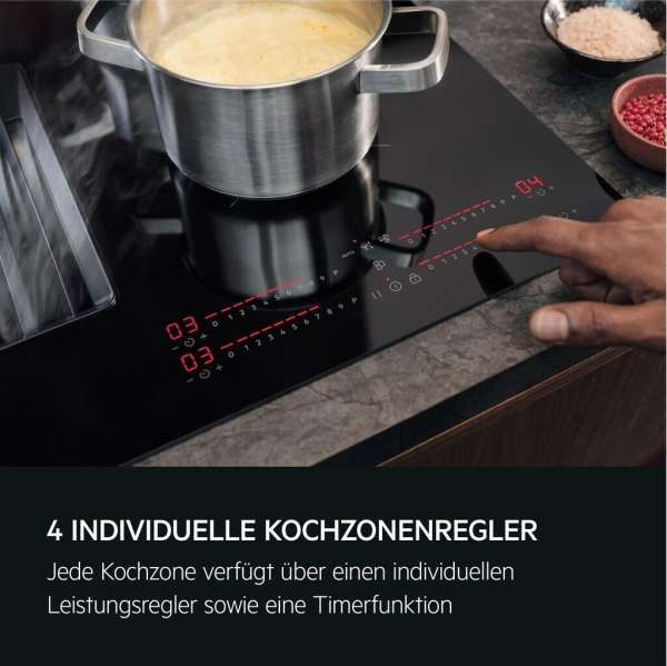 AEG OCH84B03XB Serie 6000 Bridge XT Induktionskochfelder mit integriertem Dunstabzug, 80cm
