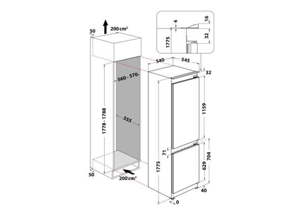 Privileg PCINF 18S2 Einbau-Kühl- Gefrierkombination, 38 dB, NoFrost, Schlepptür, Nische 178 cm
