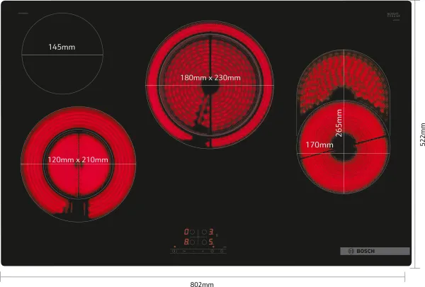 BOSCH PKH811BB1D Serie 4, Elektro-Kochfeld, 80 cm, Rahmenlos aufliegend