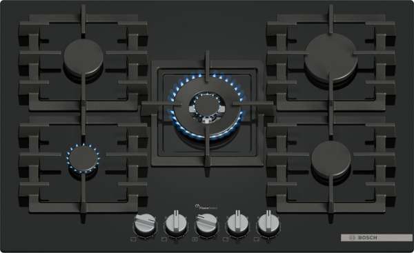 Bosch PPQ7A6I40 Series 6 Gas Hob 5-Bulb 80 cm Tempered Glass Black