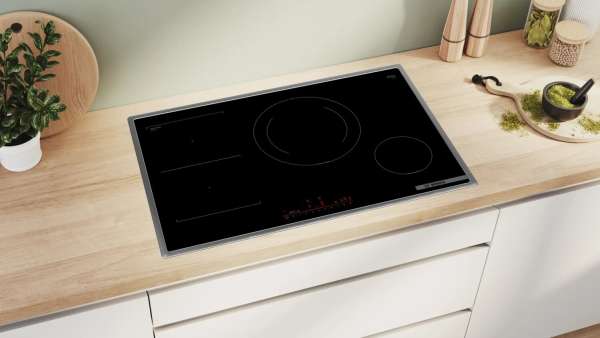 BOSCH PVS845HB1E Serie 6 Induktionskochfeld 80 cm Schwarz, Mit Rahmen aufliegend