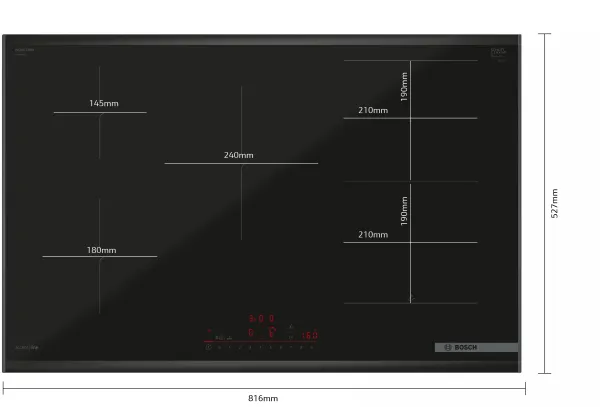 BOSCH PVW890HC1E Serie 6, Induktionskochfeld, 80 cm, Mit Rahmen aufliegend