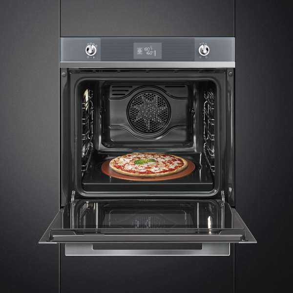 SMEG SF6102PZS Einbaubackofen 60 cm, Vollglasfront in Silberglas