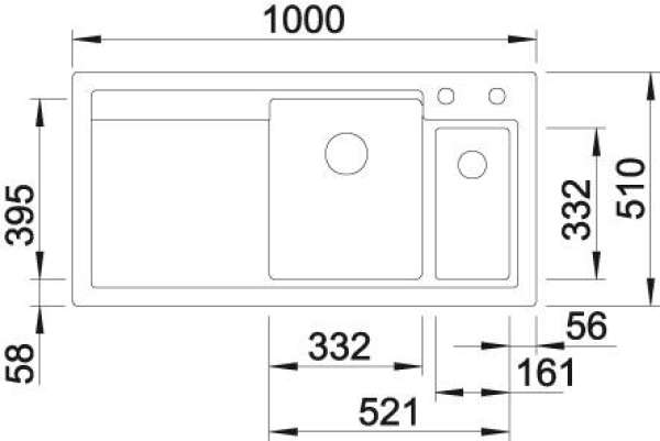 BLANCO 524144 AXON II 6 S Keramik Jasmin mit Abl. Becken links 60 cm Untermaß