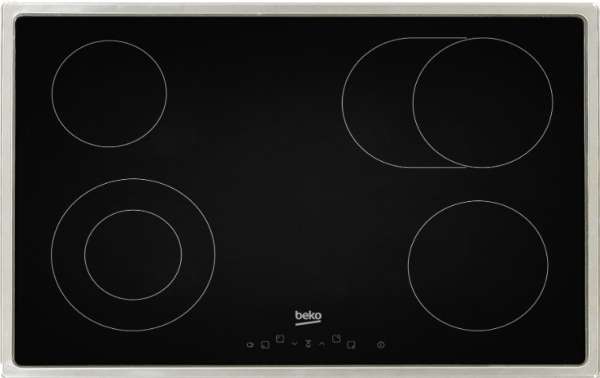 Beko EB 9840 FHN Autark 80 cm Glas­ke­ra­mik Kochfeld Edel­stahl­rah­men Facettenschliff Sensortasten