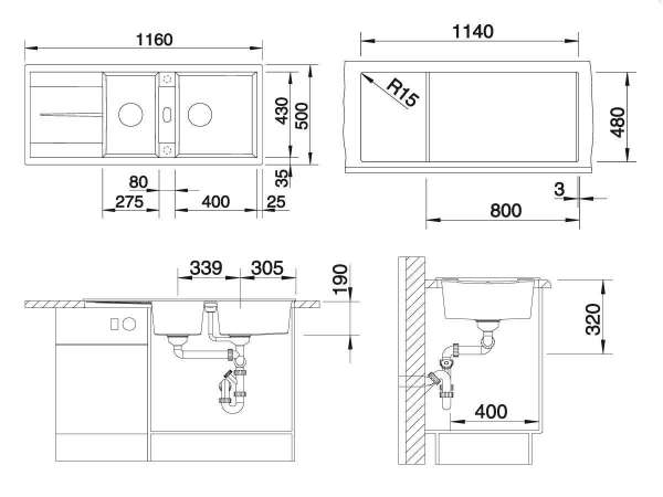 BLANCO 513071 Metra 8 S Anthrazit Granitspüle