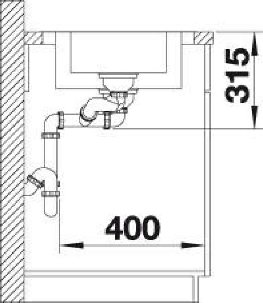 BLANCO 523070 DINAS 6S Edelstahl Bürstfinish ohne Ablauffernbedienung Becken rechts