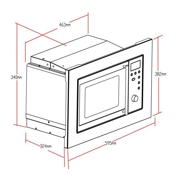 PKM MW800.8-20G-EB Einbau-Mikrowelle Edelstahl 20 Liter incl. Einbaurahmen 800 Watt mit Grill 1000 Watt