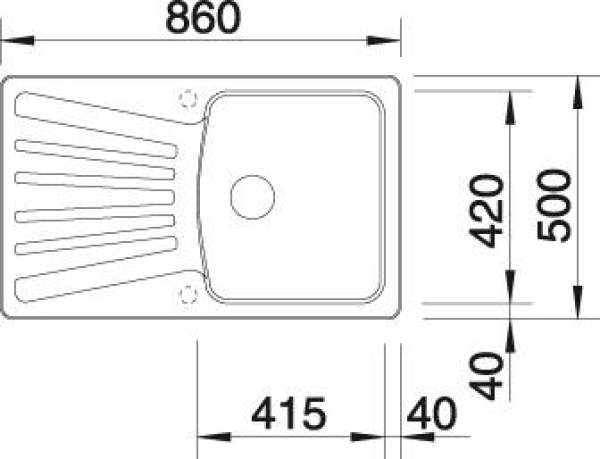 BLANCO 511697 NOVA 5S Alumetallic ohne Ablauffernbedienung 50 cm Untermaß