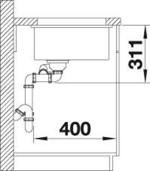BLANCO 523743 SUBLINE 350_150-U Keramik Weiß matt ohne Abl. Hauptbecken links