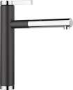 BLANCO 526612 LINEE-S, Messing SILGRANIT-Look zweifarbig, silgranitschwarz/chrom, Hochdruck